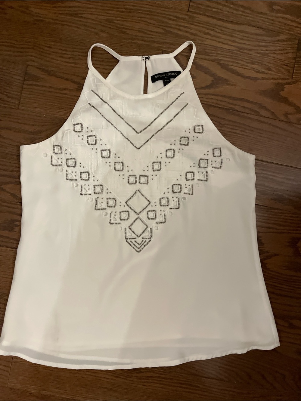 Banana Republic White Embellished High-Neck Camisole